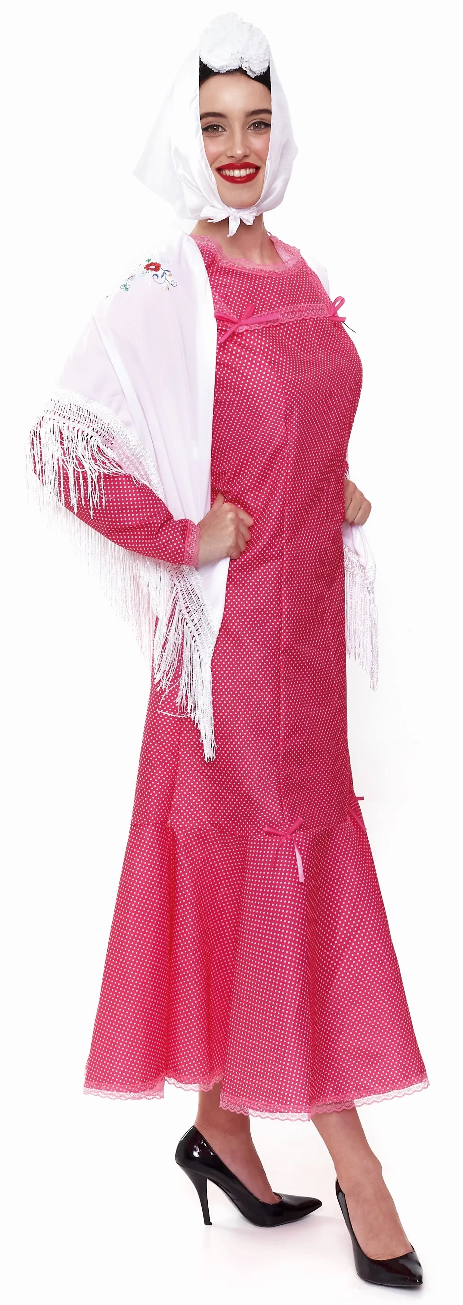 Disfraz de Chulapa Rosa con Lunares Blancos para Mujer Chulapos y Chulapas Partilandia